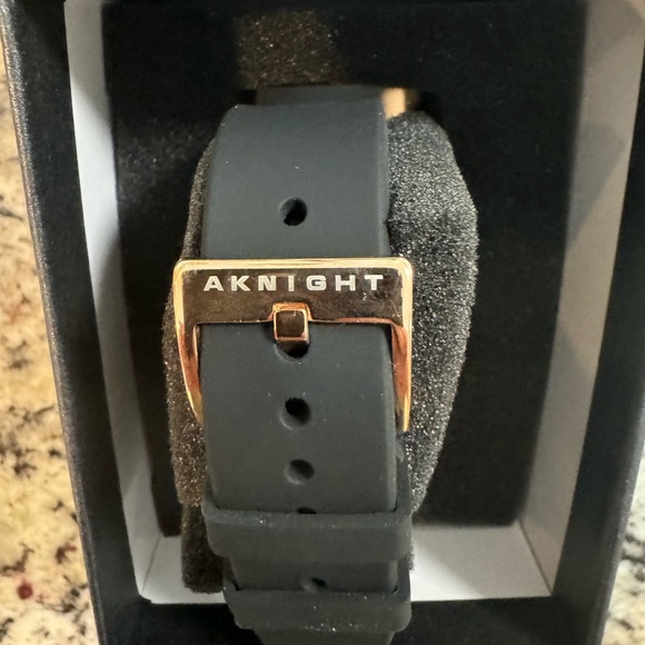 AKNIGHT Black and Rose Gold Rubber Strap Chronograph Watch - Picture 6 of 6